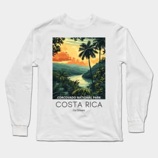 A Vintage Travel Illustration of Corcovado National Park - Costa Rica Long Sleeve T-Shirt